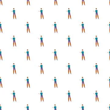 Repeating cartoon man character standing in pattern background Stock Illustration