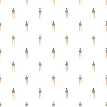 Repeating cartoon man character standing in underwear pattern Stock Illustration