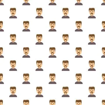 Repeating cartoon man face pattern texture background Illustrazione stock