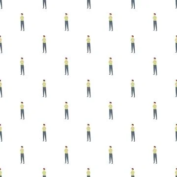Repeating cartoon man pattern in flat design style Stock Illustration