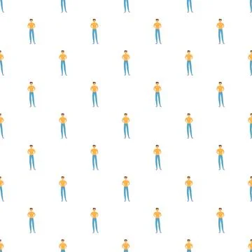 Repeating cartoon man pattern generating a seamless background 스톡 일러스트