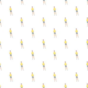 Repeating cartoon man pattern generating a seamless background Stock Illustration