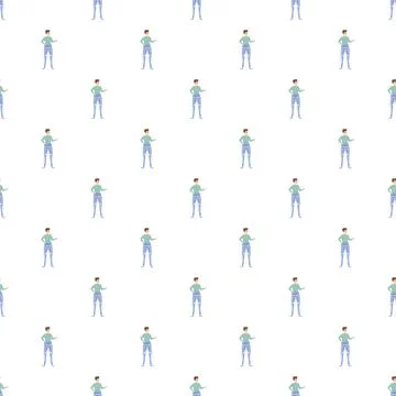 Repeating cartoon man pattern making presentation gesture Stock Illustration