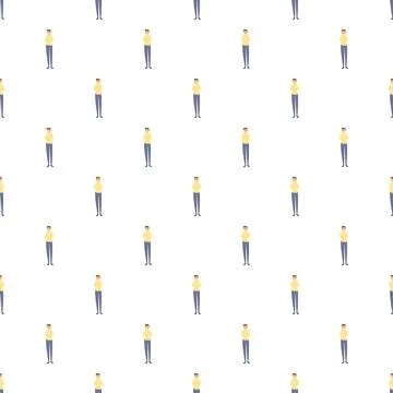 Repeating cartoon man pattern representing individuality and community Stock Illustration