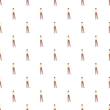 Repeating cartoon man pattern standing on white background Illustrazione stock