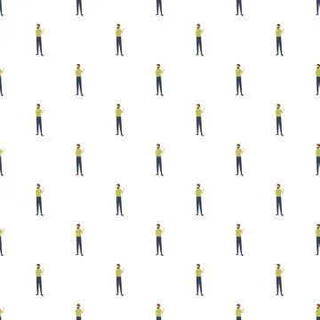 Repeating cartoon man pattern waving hand イラスト素材