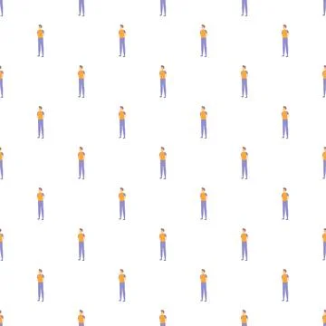 Repeating cartoon man pattern on white background Stock Illustration