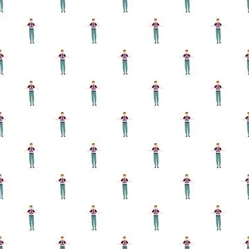 Repeating cartoon man pattern on white background 스톡 일러스트