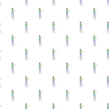 Repeating cartoon man pointing finger seamless pattern Stock Illustration