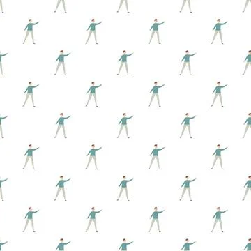 Repeating cartoon man pointing right seamless pattern Stock Illustration