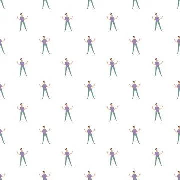 Repeating cartoon man raising hands pattern Illustrazione stock