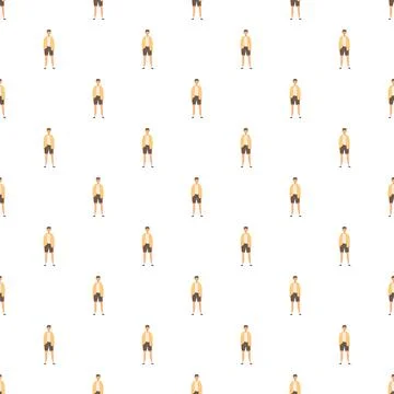 Repeating cartoon man standing in casual summer clothing pattern Stock Illustration