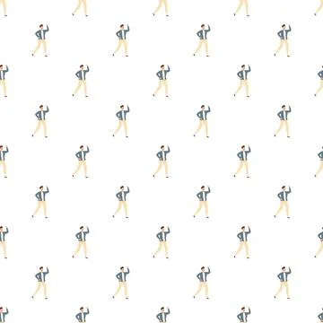 Repeating cartoon man walking and waving pattern Stock Illustration