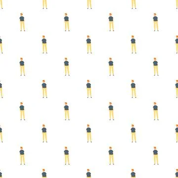 Repeating cartoon men pattern standing on white background 스톡 일러스트