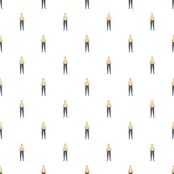 Repeating cartoon men pattern standing on white background Stockillustratie