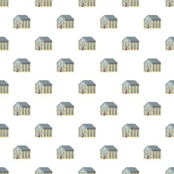 Repeating cartoon modern house pattern on white background 스톡 일러스트