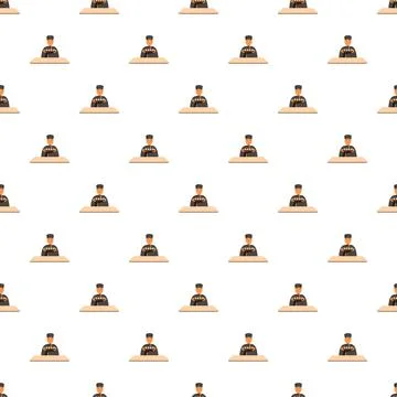 Repeating cartoon monk meditating in religious pattern Stock Illustration