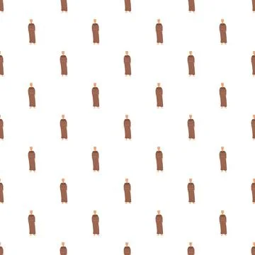 Repeating cartoon monk pattern on white background Stock Illustration