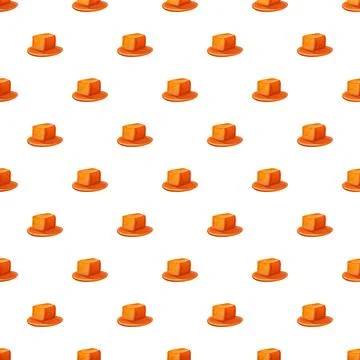 Repeating cartoon orange hat pattern on white background Illustrazione stock