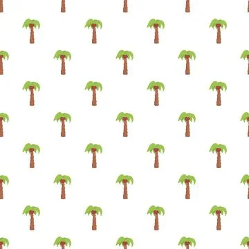 Repeating cartoon palm trees seamless tropical pattern Illustration