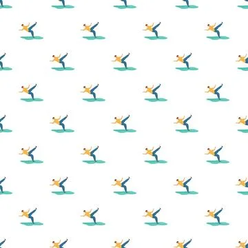 Repeating cartoon people falling accident warning pattern Illustrazione stock