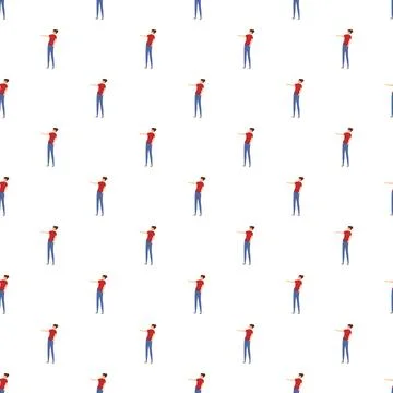 Repeating cartoon people pattern creating background design 스톡 일러스트