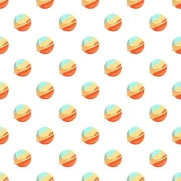 Repeating cartoon planet pattern with ring system Stock Illustration