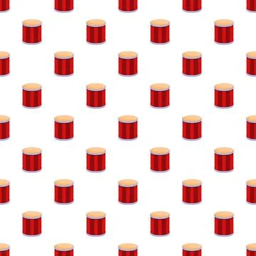 Repeating cartoon red snare drums musical pattern Illustrazione stock
