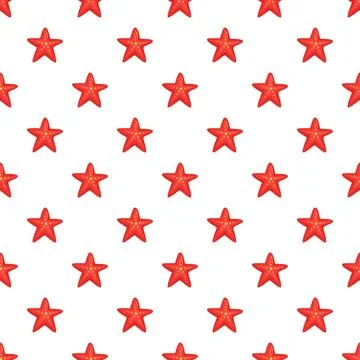 Repeating cartoon red starfish creating a seamless pattern Illustrazione stock