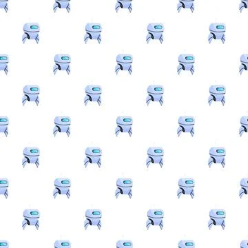 Repeating cartoon robot pattern illustrating artificial intelligence Stock Illustration