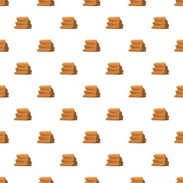 Repeating cartoon rock pattern on white background Stock Illustration