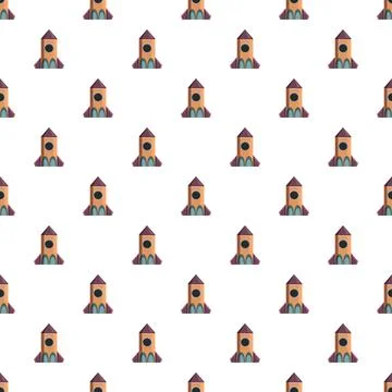 Repeating cartoon rocket ship vector seamless pattern 库存插图