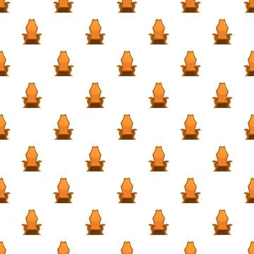 Repeating cartoon royal throne pattern on white background Stock Illustration