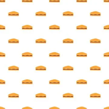 Repeating cartoon sandwich pattern on white background Stock Illustration
