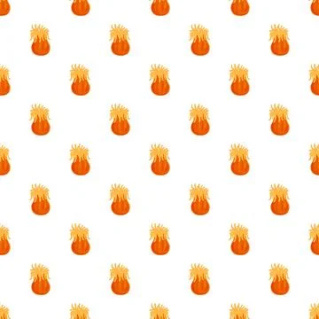 Repeating cartoon sea anemone pattern with orange tentacles Illustrazione stock