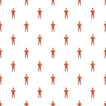 Repeating cartoon superhero character pattern on white background 스톡 일러스트