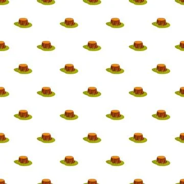 Repeating cartoon tree stump pattern on white background Stock Illustration