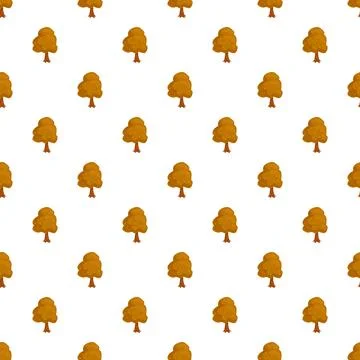 Repeating cartoon trees forming seamless autumn pattern Stock Illustration