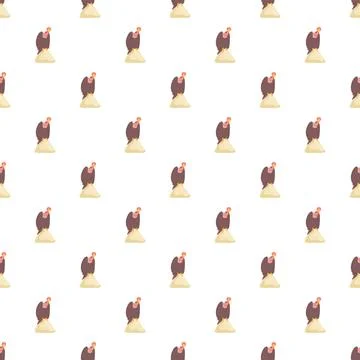 Repeating cartoon vulture bird pattern on white background 스톡 일러스트