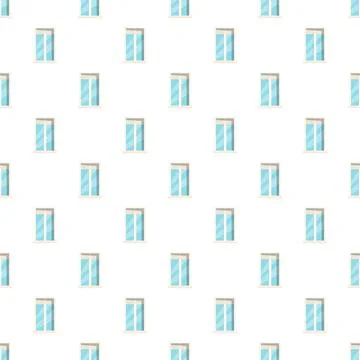 Repeating cartoon window pattern on white background Ilustración de archivo
