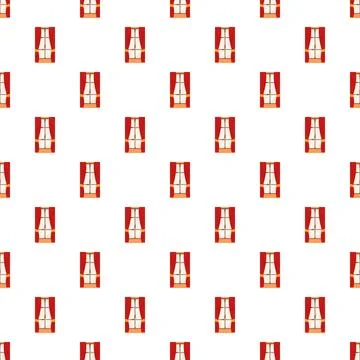 Repeating cartoon windows with red drawn curtains pattern Stock Illustration