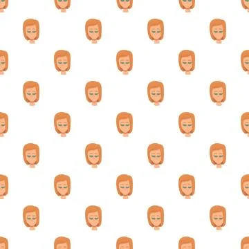 Repeating cartoon woman head pattern background イラスト素材