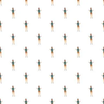 Repeating cartoon woman pattern symbolizing wellness Stockillustratie