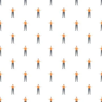 Repeating cartoon worker pattern providing information or service Stock Illustration