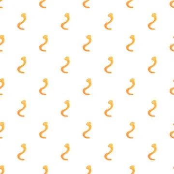 Repeating cartoon worm pattern on white background Stock Illustration