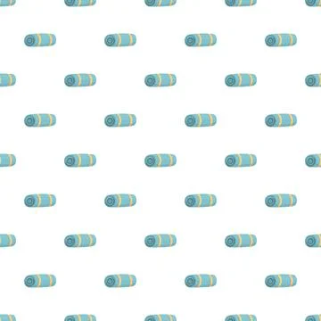 Repeating cartoon yoga mat pattern for fitness background Stock Illustration