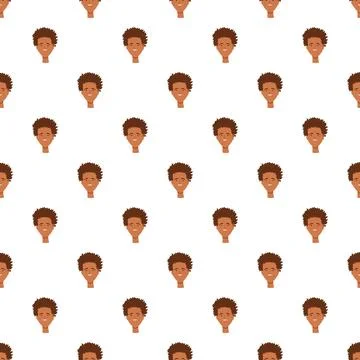 Repeating cartoon young black man avatar pattern イラスト素材
