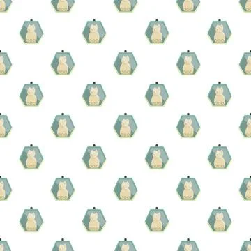 Repeating cat in hexagonal pendant pattern 스톡 일러스트