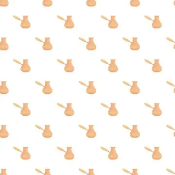 Repeating cezve coffee pot pattern on white background Stock Illustration