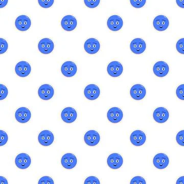 Repeating cheerful blue emoji faces creating seamless pattern Stock Illustration